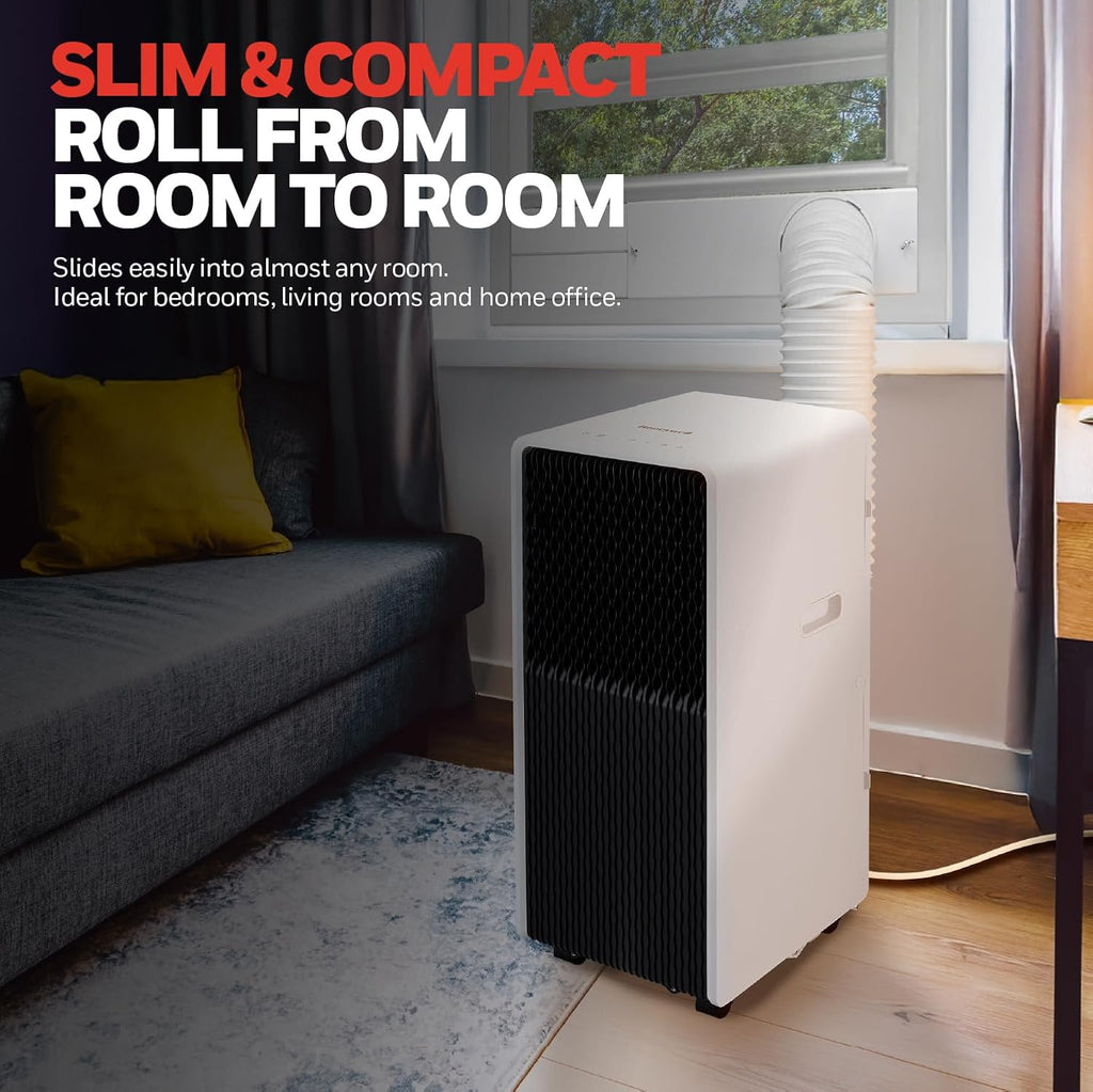 Honeywell 13,500 BTU Ultra Slim Portable AC with Fan, Dehumidifier – Cools Up to 660 Sq. Ft., HX4CESAWG0