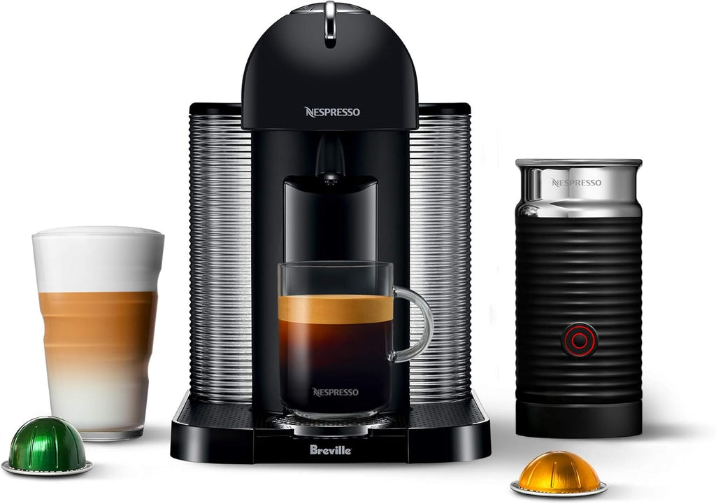 Nespresso Vertuo Coffee and Espresso Maker by Breville, Matte Black with Aeroccino Milk Frother