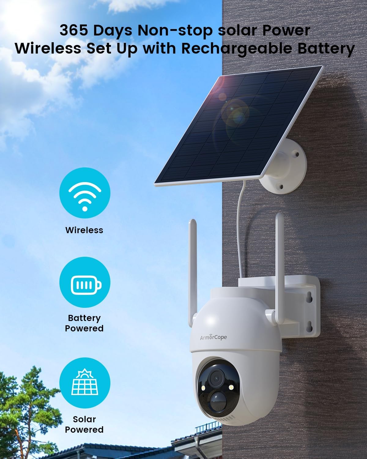 Armorcope Security Cameras Outdoor Wireless,4 Cam-Kit,No Subscription,360° Pan & Tilt Home Security Cameras System,2K Color Night Vision