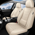 Fit for Toyota Highlander 2001-2025 Custom Seat Covers, PU Leather Car Seat Covers, Full Coverage Protection, Thick Cushioning Seat Protectors(Standard Front Row/Beige)