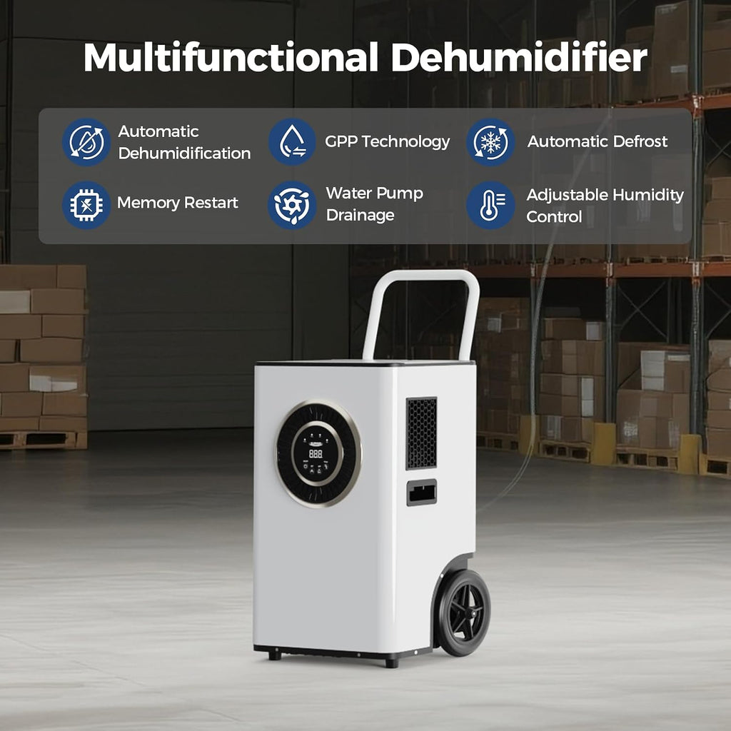 ALORAIR 110 PPD Commercial Dehumidifier with Pump & Drain Hose, LGR Tech Dehumidifiers for Large Room, Basement, Warehouse, Industrial Space, 5 Years Limited Warranty, Sentinel Elite50X