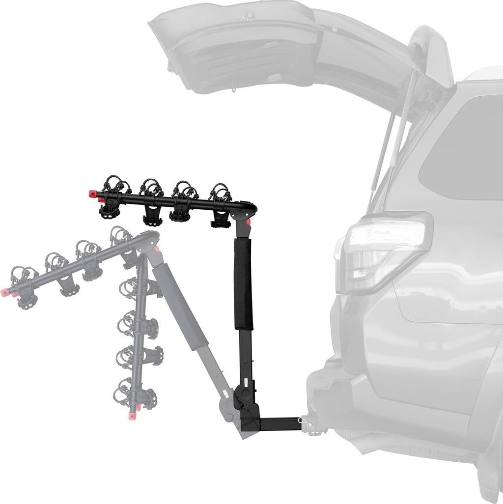 Retrospec Lenox 2-5 Bike Rack Hitch for Car, Truck, SUV - 2in Hitch Mount with Foldable Steel Frame, Anti-Rattle Adapter & Tie Down Straps