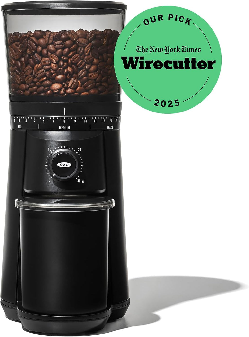 OXO Brew Conical Burr Grinder - Matte Black, Stainless Steel Burrs, One-Touch Automatic Smart Grind