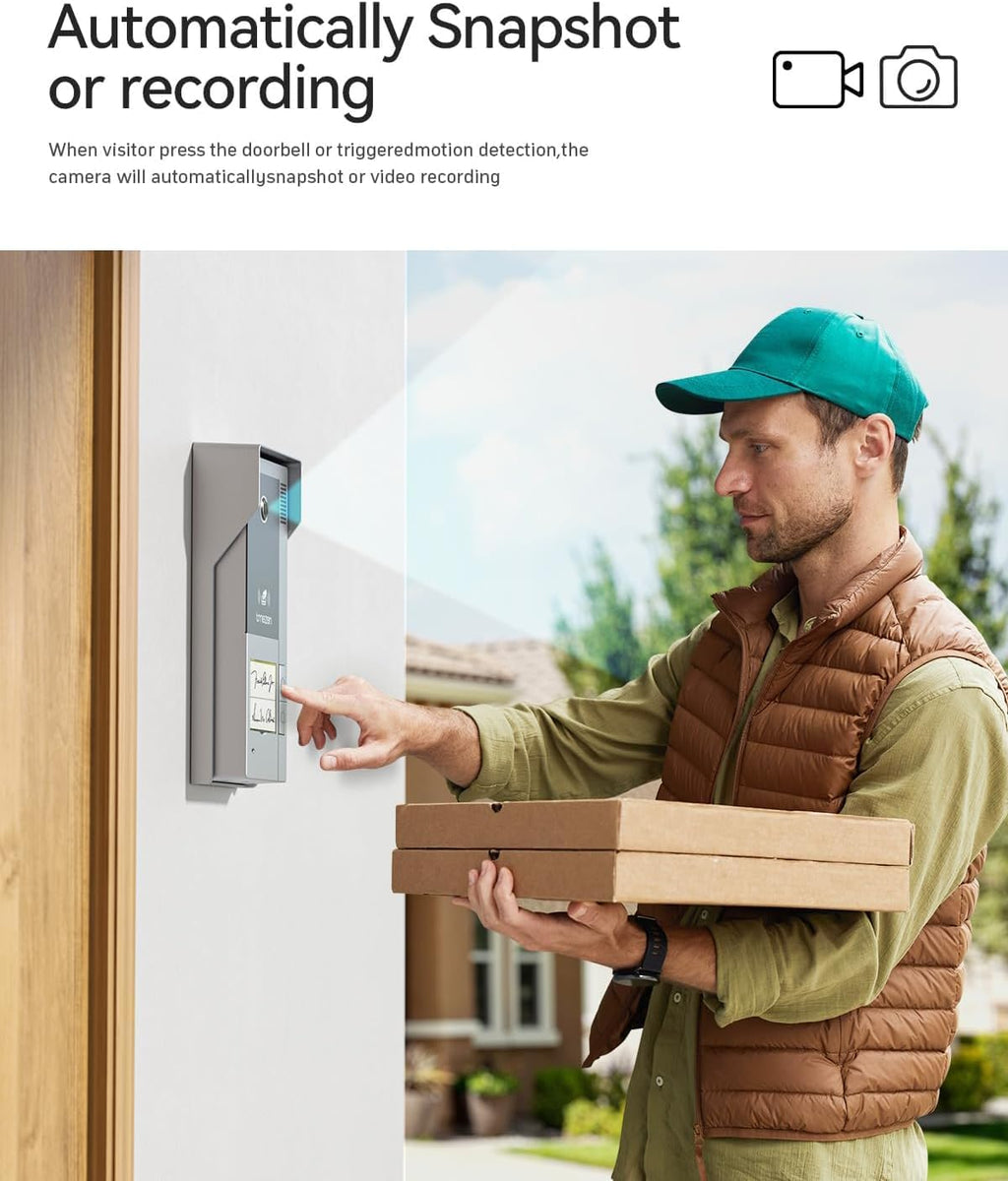 TMEZON Wireless WiFi Video Doorbell Intercom System 2 Unit and Monitor Door Phone IP 4 Wire 7 Inch Entry 1080P Camera Night Vision,TUYA App Remote Unlock Door Release