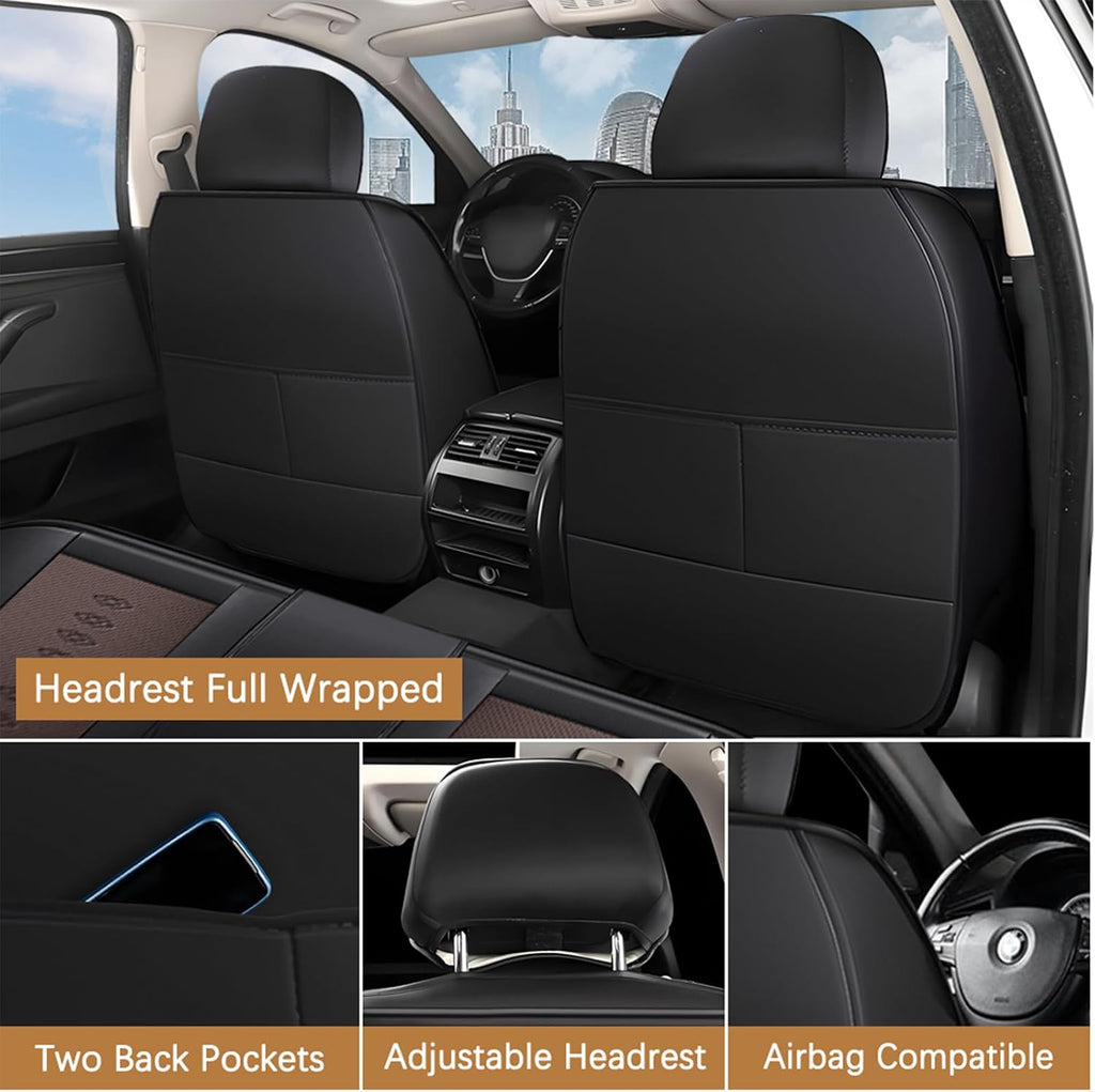 Leather Seat Covers for Mazda CX-50 Hybrid 2025,Premium Car Seat Covers Front Set,Waterproof Car Seat Protectors with Airbag,Comfort Interior Cover Seats for Cars(Black+Brown)