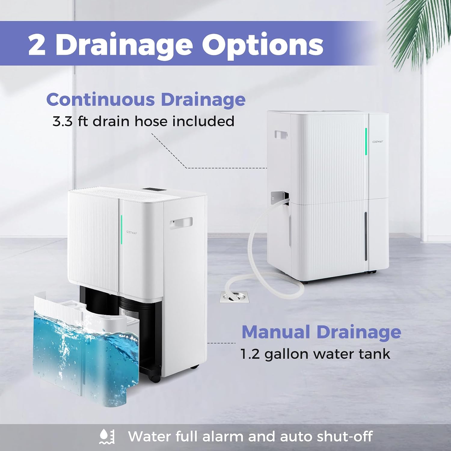 COSTWAY 96 Pints Energy Star Dehumidifier for Basement, 8000 Sq.Ft Dehumidifier with 24H Timer, 3-Color Indicator, 1.2 Gallon Water Tank, Drain Hose & Wheels for Bathroom, Bedroom