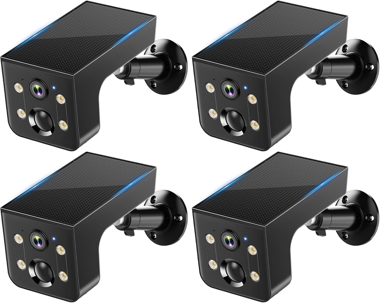 Thybro Solar Outdoor Wireless Camera 4 PCS - 2K HD, AI Motion Detection, Easy Setup, WiFi, Color Night,Outdoor Surveillance for Yard & Driveway, Black