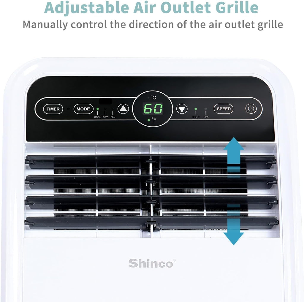 Shinco 8,000 BTU Portable Air Conditioner, Portable AC Unit with Built-in Cool, Dehumidifier & Fan Modes for Room up to 200 sq.ft, Room Air Conditioner with Remote Control, Installation Kit