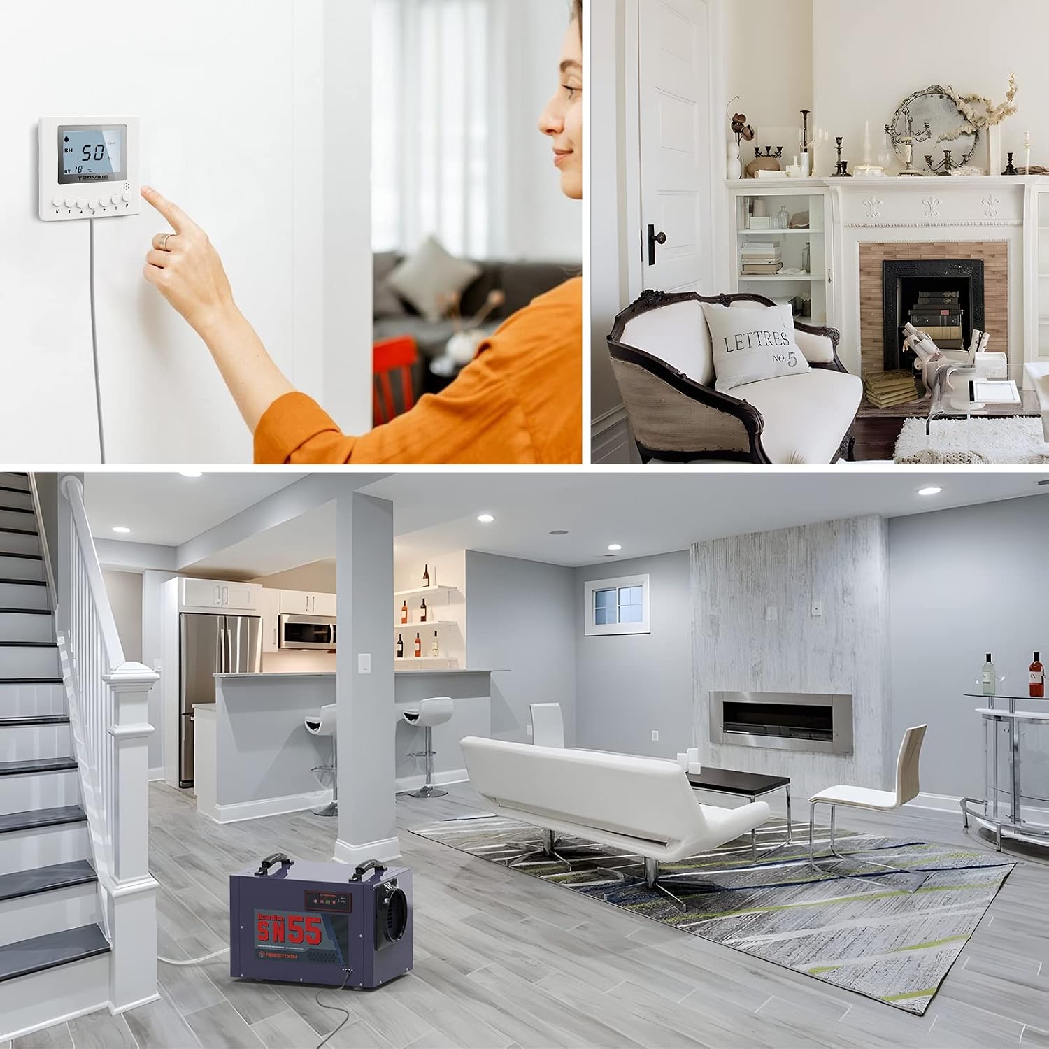 Abestorm Remote Controller for Digital Humidity, Temperature, Adapt the Humidity Level, for Crawl Space Basement Dehumidifier Guardian SN35P SN55 SN65 SN90 SNS90 SNS100 SNS120 Hurricane 140P, White