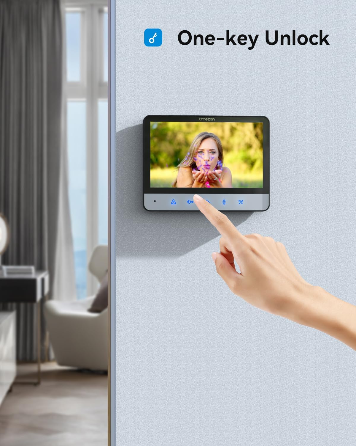 Tmezon Wired Video Intercom System, 7 Inch Ring Video Doorbell with Night Vision Support Remote Unlock, Dual-Way Intercom for Villa House Office Apartment with 1-Camera and 2-Monitor