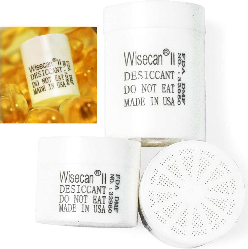 Wisesorb 1 Gram 4000 Pack Silica Gel Canister, Desiccant Canister, Silica Gel Capsules, Desiccant Capsules, Moisture Absorbers for Food Storage, Food Safe Dehumidifiers Wisecan