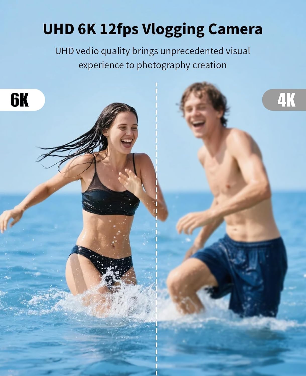 FLATIC 6K Digital Camera, 75MP Cameras for Photography with 8X Optical Zoom & Tripod, Anti-Shake Vlogging Camera with 3' 180° Flip Screen, 64GB Card, Card Reader, Vlog Travel Cameras for Teens