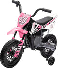 12V Kids Motorcycle w/Treaded Tires, 3.1mph Top Speed, Kids Motorcycle w/Training Wheels, Music, Spring Suspension, Ideal for Toddlers 3-6 Years Old, Pink