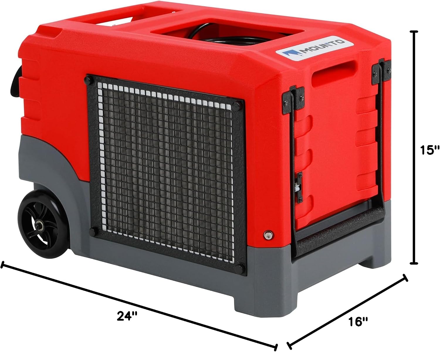 Mounto MOUNTO 268Pints LGR Commercial Compact Dehumidifier with Pump and Drain Hose, LGR Portable Dehumidifier with wheels for Home, Basements, Garages, and Job Sites (Red)