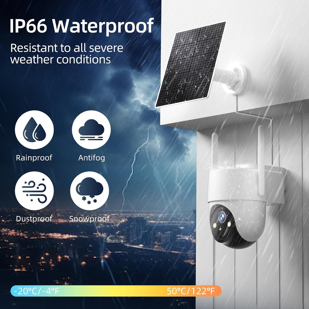 4G LTE Cellular Solar Security Camera, No WiFi Security Camera, 360° View, 2K Night Vision, PIR Detection, 2 Way Audio, Motion Alerts, Built in SIM Card, Support Verizon/AT&T/T-Mobile (4-Cam Pack)