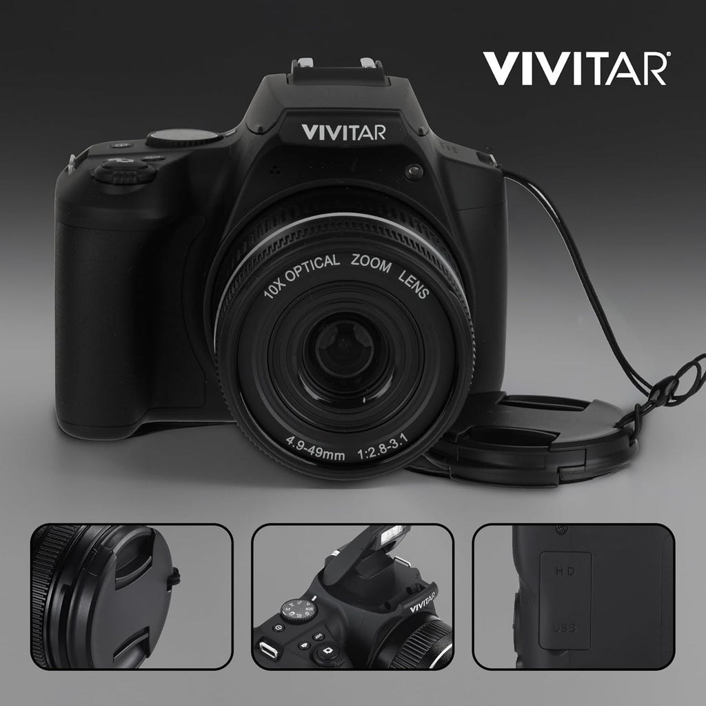 4K Digital Camera with 64 MP, 10x Optical Zoom, 3.0' LCD Display, LED Flash, Auto Focus, Macro Mode, 4K Video Recording, Memory Included, Photography and Vlog Camera