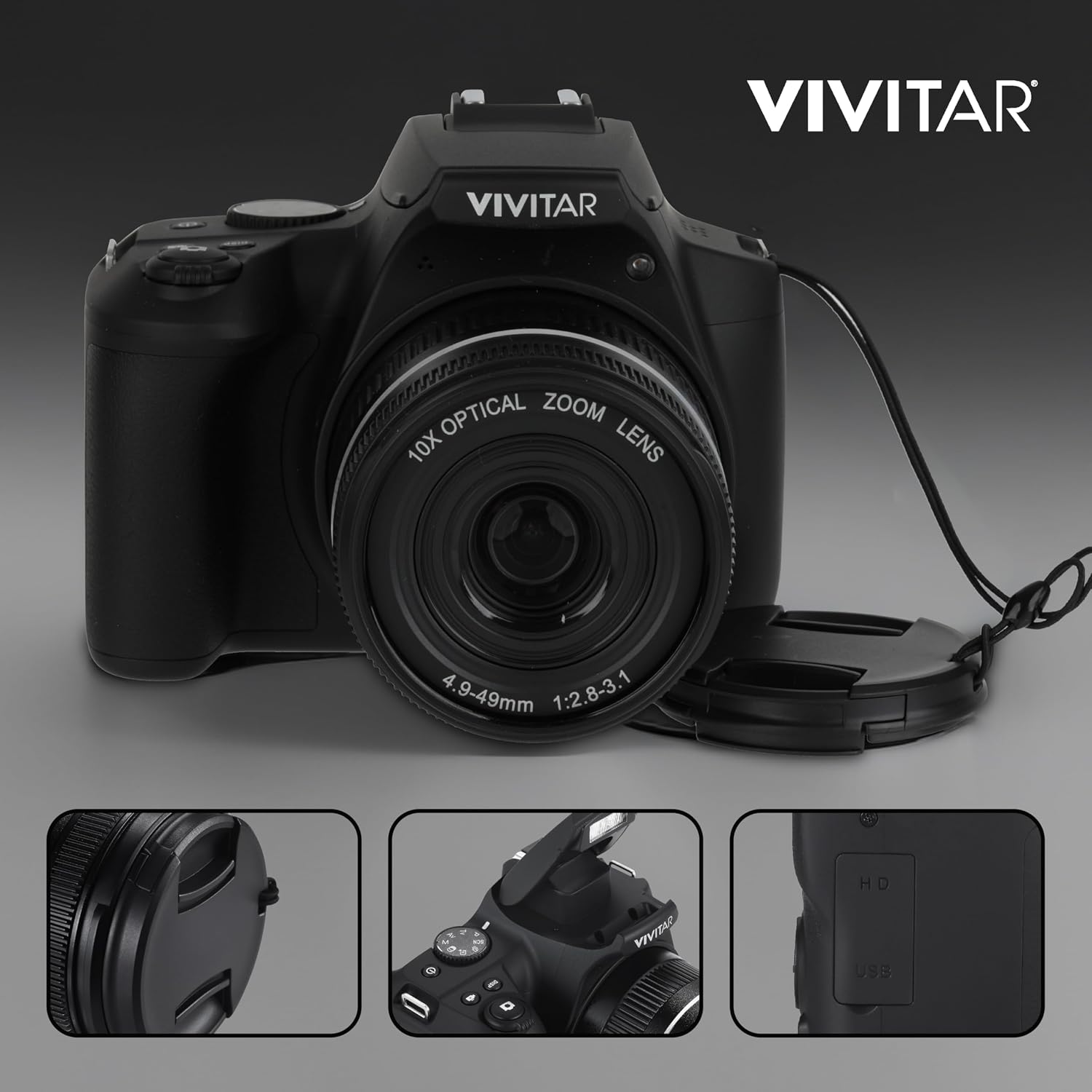 4K Digital Camera with 64 MP, 10x Optical Zoom, 3.0' LCD Display, LED Flash, Auto Focus, Macro Mode, 4K Video Recording, Memory Included, Photography and Vlog Camera