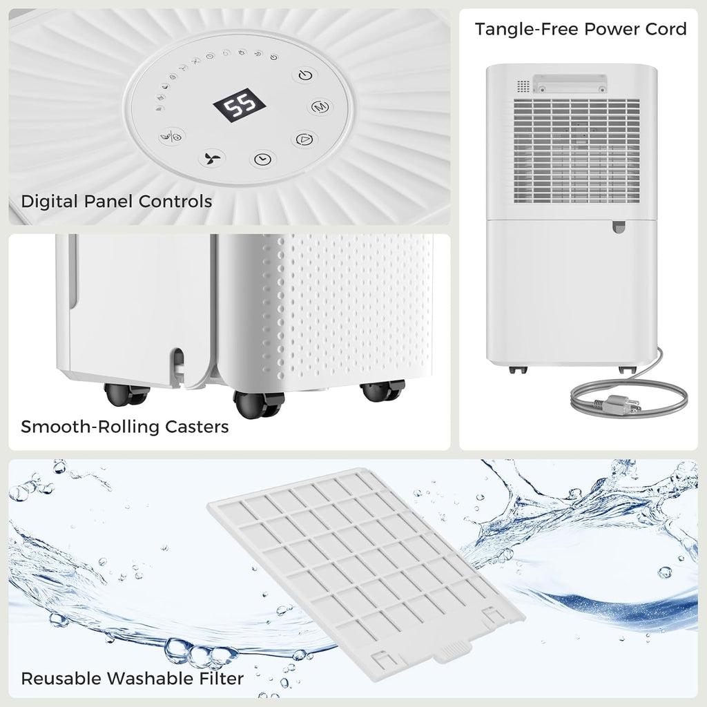 Ukoke Dehumidifiers for Home, 1750 Sq. Ft Energy Star Most Efficient 2025 Small Dehumidifier for Basement and Bedroom, Ultra Quiet with Auto Shut-off