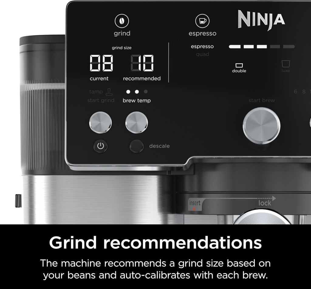 Ninja Luxe Café Essential Series, Espresso Machine and Drip Coffee Maker, Integrated Grinder, Assisted Tamper, Hands-Free Frother, for Cappuccinos and Lattes, Dairy or Non-Dairy. ES501C