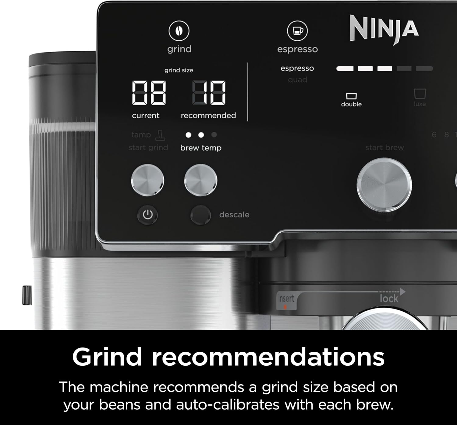 Ninja Luxe Café Essential Series, Espresso Machine and Drip Coffee Maker, Integrated Grinder, Assisted Tamper, Hands-Free Frother, for Cappuccinos and Lattes, Dairy or Non-Dairy. ES501C