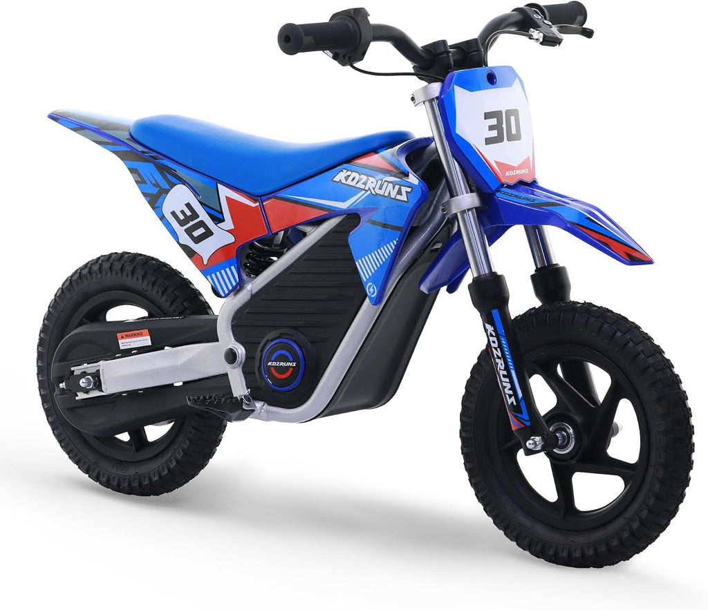 Electric Dirt Bike for Kids 3-8, 250W Powerful High Performance Racing Electric Motorcycle, 3 Speed Settings, Up to 15.5MPH, 12-Inch Off-Road Tires, Rear Disc Brakes & Advanced Suspension