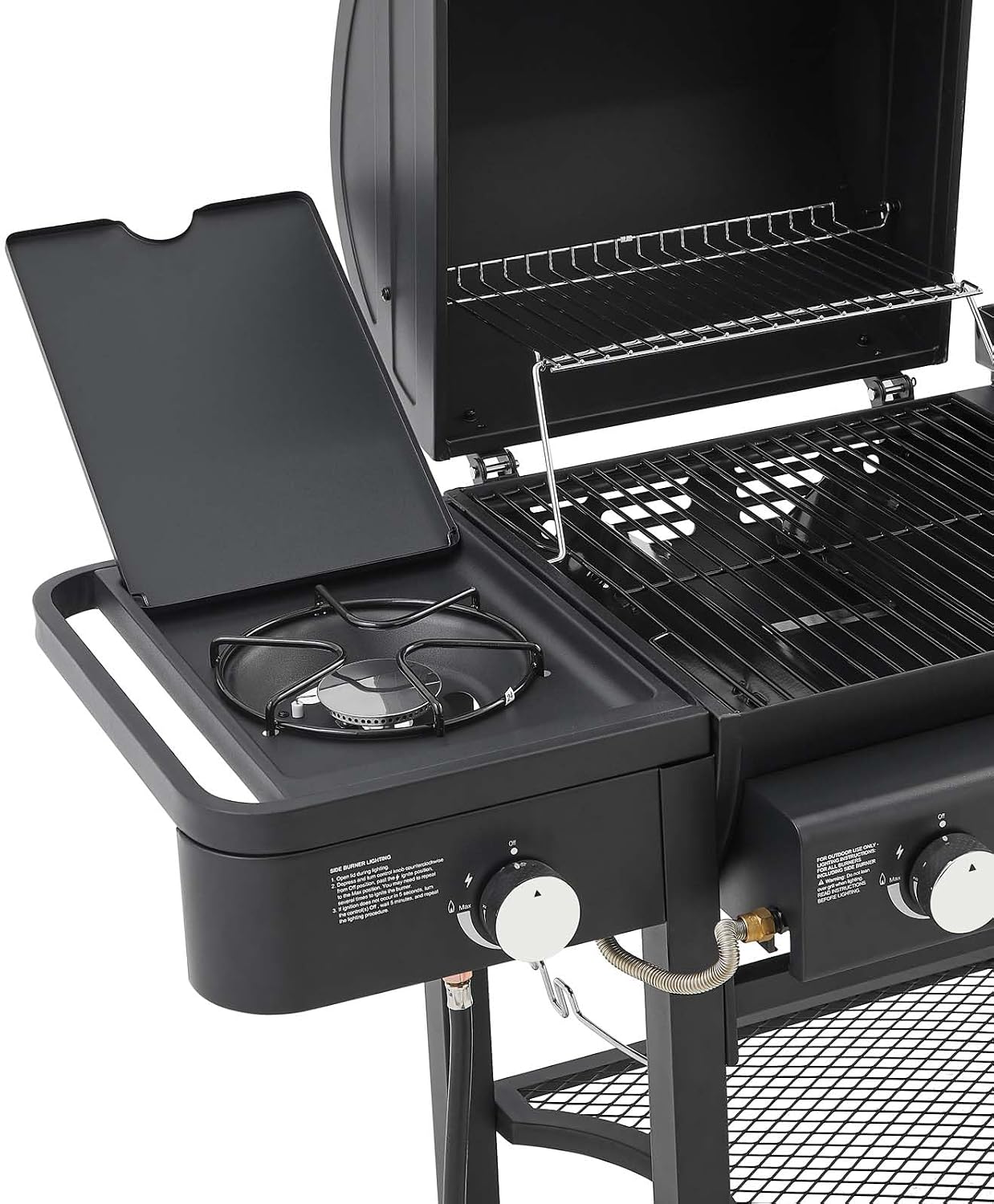 5 Burners Propane Gas Grill and Griddle Combo with Side Burner, 3 in 1 Griddle Grill and Porcelain-Enameled Cast Iron Grates, 56,000 BTU Outdoor Cooking Barbecue Grill, Black