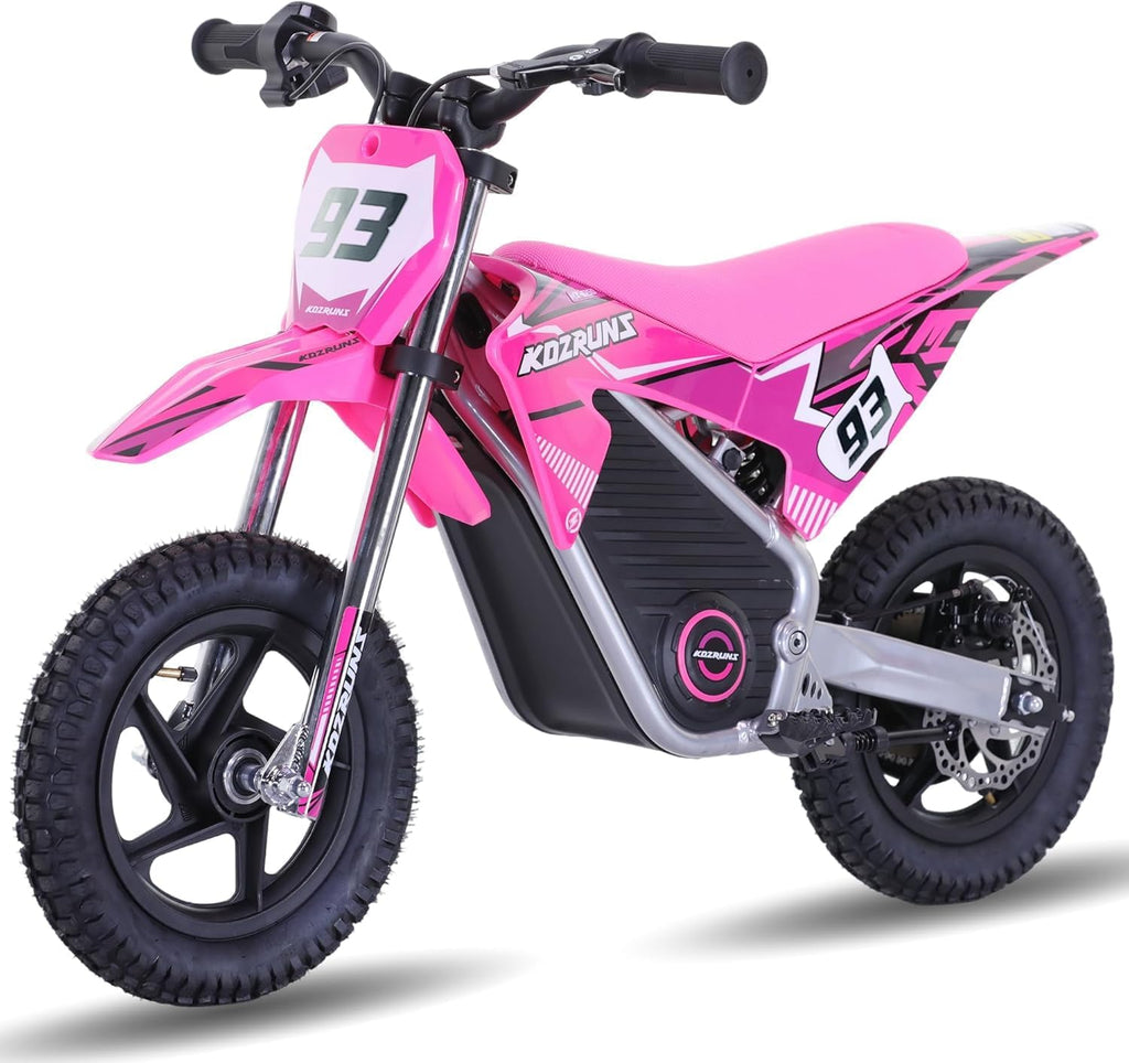OLALA Electric Dirt Bike for Kids 3-5, 12' Electric Motorcycle with 200W Motor, 2-Speed Safety Mode, Beginner Dirt Bike with Disc Brake, Outdoor Ride On Toy Gift, Pink