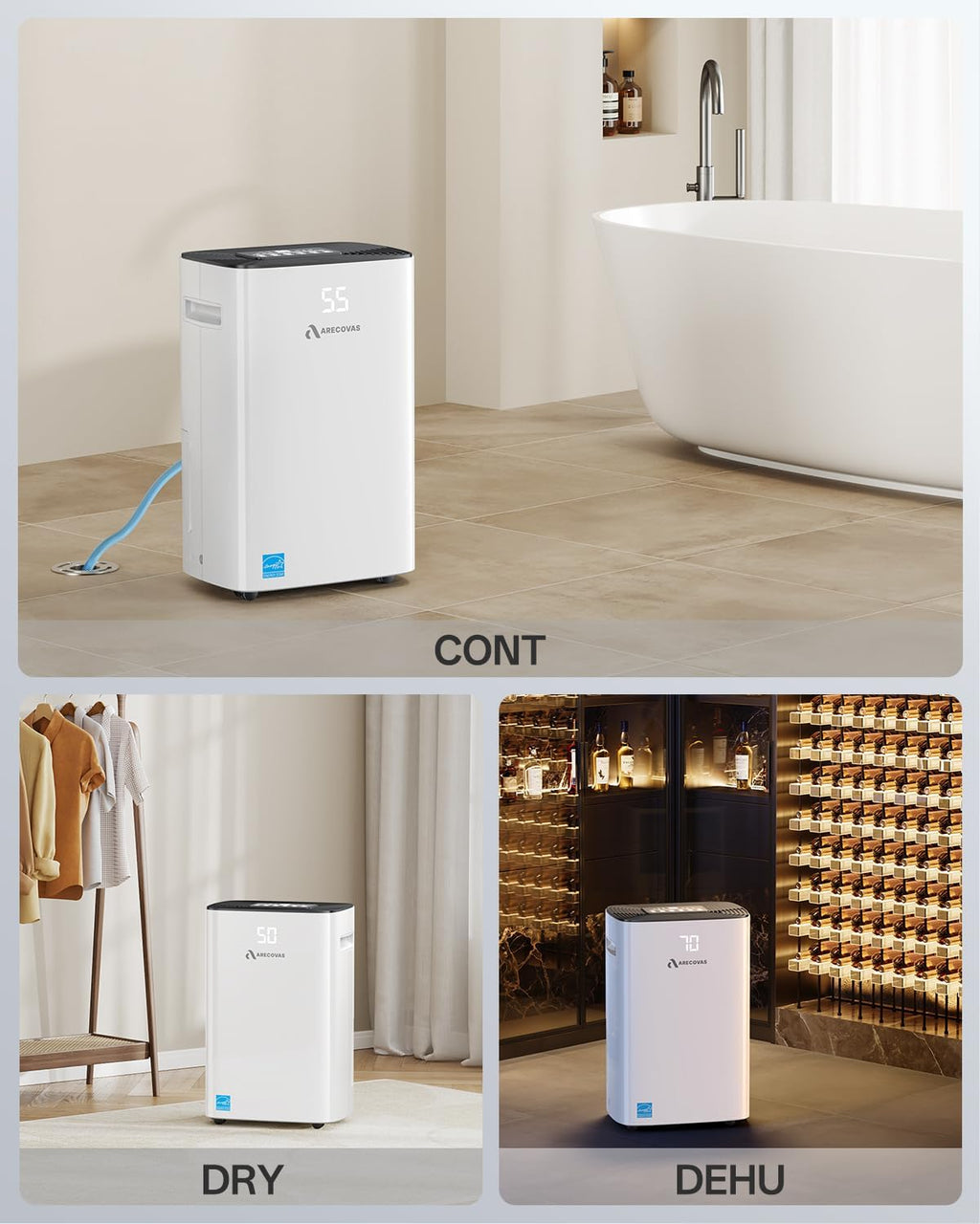 Dehumidifier for Basement, 52 Pints Dehumidifiers for Bedroom Bathroom Large Room Home, 4500 Sq.Ft Dehumidifier with Drain Hose, 2025 Energy Star Certificate, Humidity Control, 24H-Timer, Auto Defrost