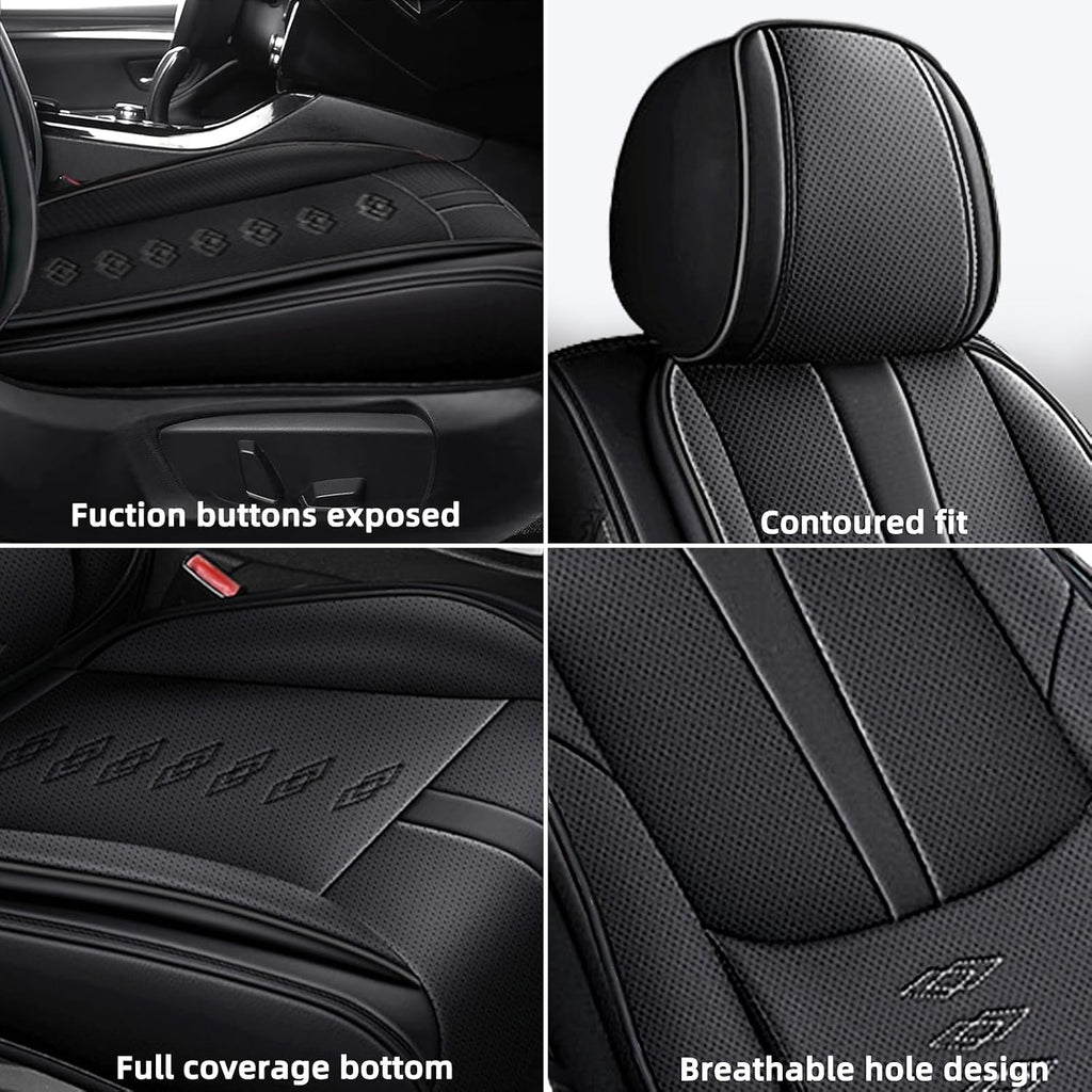 Car Seat Covers 2 Seats Fit for Mitsubishi Montero 1999-2005,Waterproof Leather Seat Covers,Airbag Compatible,Car Seat Protectors Interior Sets(2PCS with Pillows,Black)