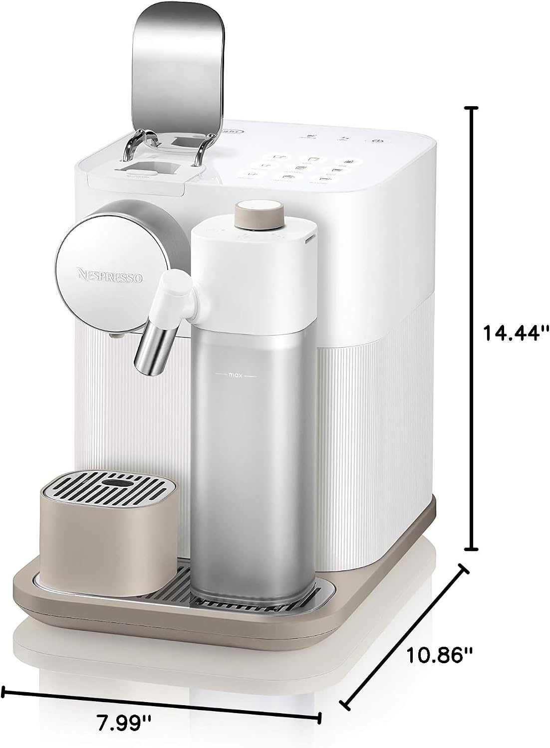 Nespresso Gran Lattissima Original Espresso Machine with Milk Frother by De'Longhi, Fresh White
