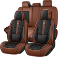 Arazi Car Seat Covers Full Set for Toyota Prius 2001-2025, Nappa Leather Seat Cover Full Coverage Waterproof Seat Protector (Black&Brown,5 Seats Standard)