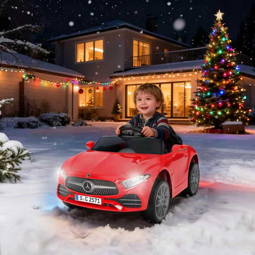 12V Kids Ride On Car with 2.4G Remote Control,Battery Powered Electric Car Ride On Vehicle Double Doors, Safety Belt,LED Light (SC-Red)