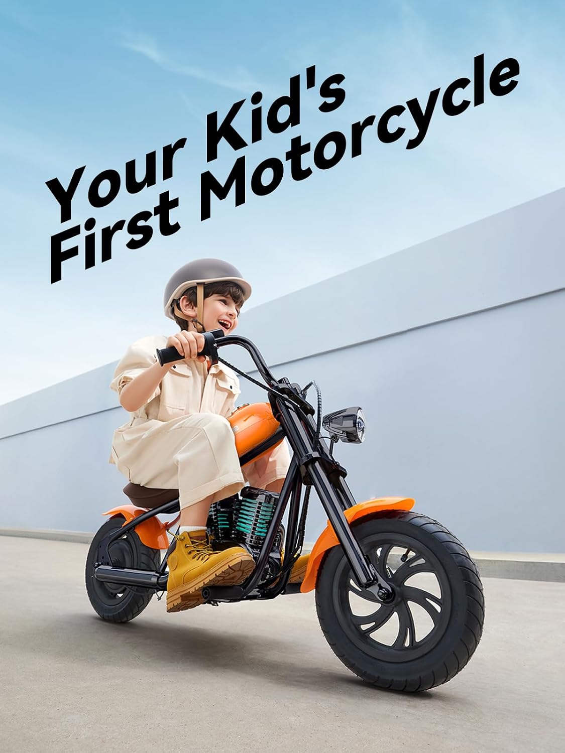 Hyper GoGo Kids Electric Motorcycle – Retro-Style Bike with Ambient Lighting, Built-in Music, Speeds Up to 10 MPH & 60 Minutes of Continuous Ride Time, for Ages 3+ (Blue)