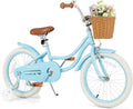 Olakids Kids Bike, 12 14 16 18 20 Inch Toddlers Bike with Training Wheels Rattan Basket Safety Bell Adjustable Seat and Handlebar, Children's Bicycle for Girls Boys