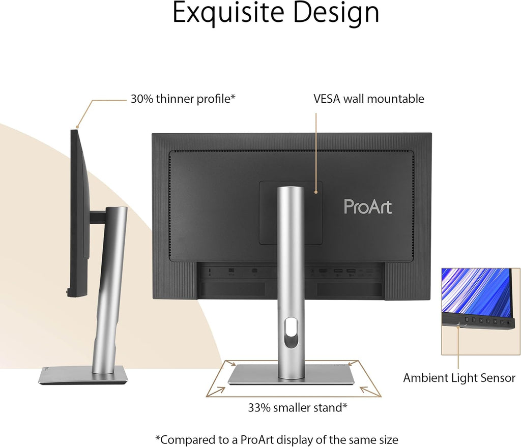ASUS ProArt Display 27' 1440P Professional Monitor (PA278CFRV) - IPS, QHD (2560 x 1440), Pre-Calibrated, 95% DCI-P3, Daisy-chain, 100Hz, LuxPixel AGLR, Calman Verified, USB-C 96W, HDR400, 3yr warranty