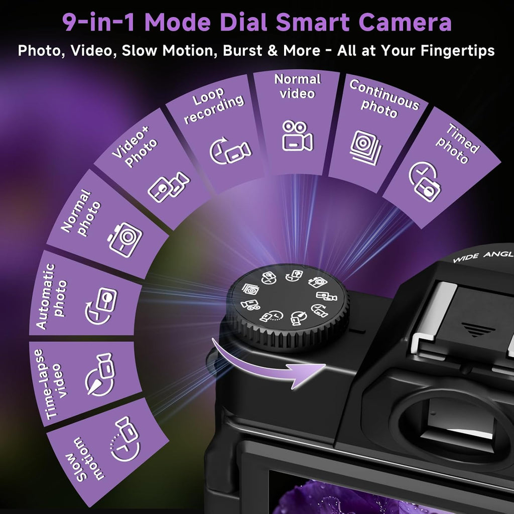 6K Digital Camera for Photography Autofocus, 2026 Upgraded 64MP WiFi Vlogging Camera for YouTube with 3' 180° Flip Screen 16X Zoom, 64GB SD Card & 2 Batteries Compact Travel Camera for Beginners Teens