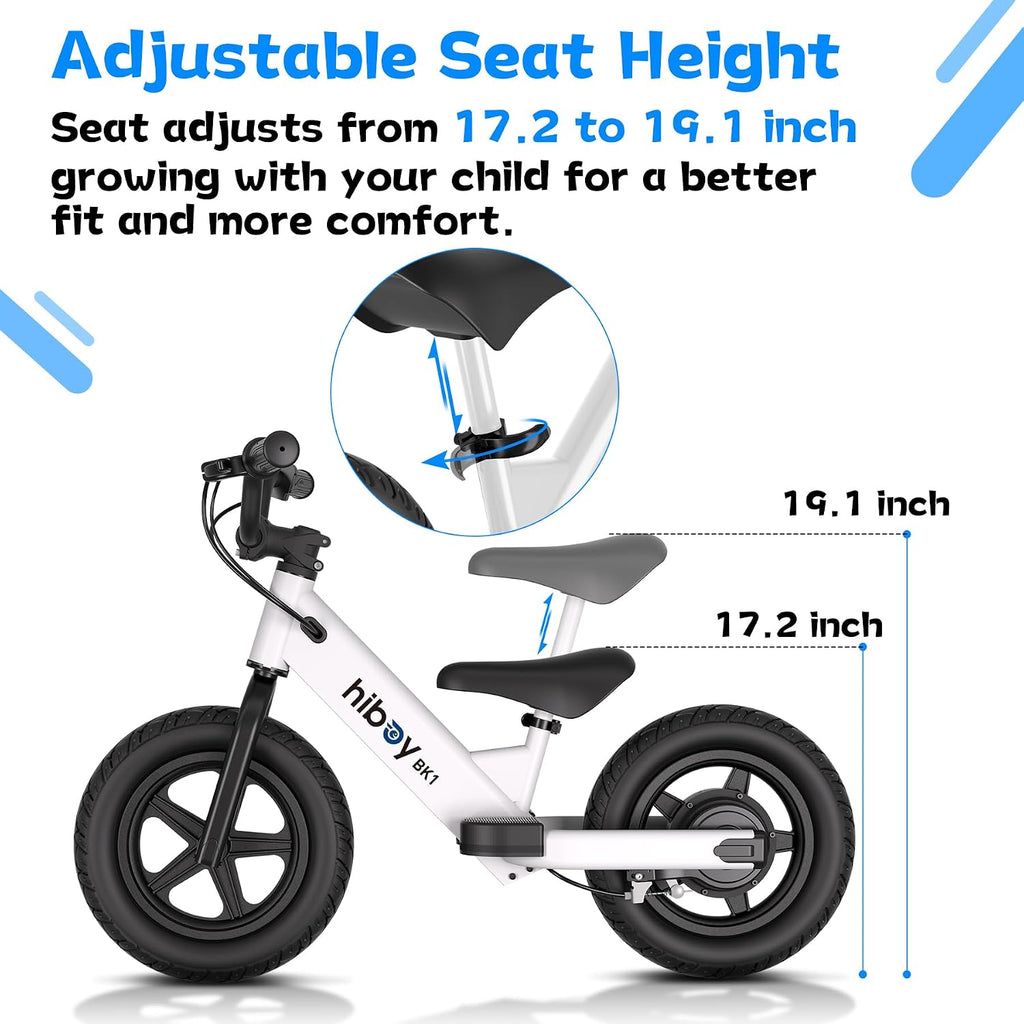 Hiboy Electric Balance Bike for Kids, 12-Inch Tires, 5.6/9 mph, Adjustable Seat, Up to 4.9 Miles, Electric Bike for Kids Ages 3–5