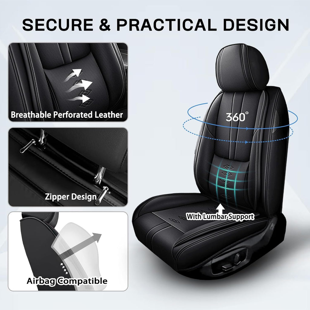 Car Seat Covers for Flex,for Ford Flex 2009-2019,Leather Front Seat Covers,Airbag-Compatible Car Seat Protectors,Waterproof Seat Cover for Cars(Black,2PCS Only)