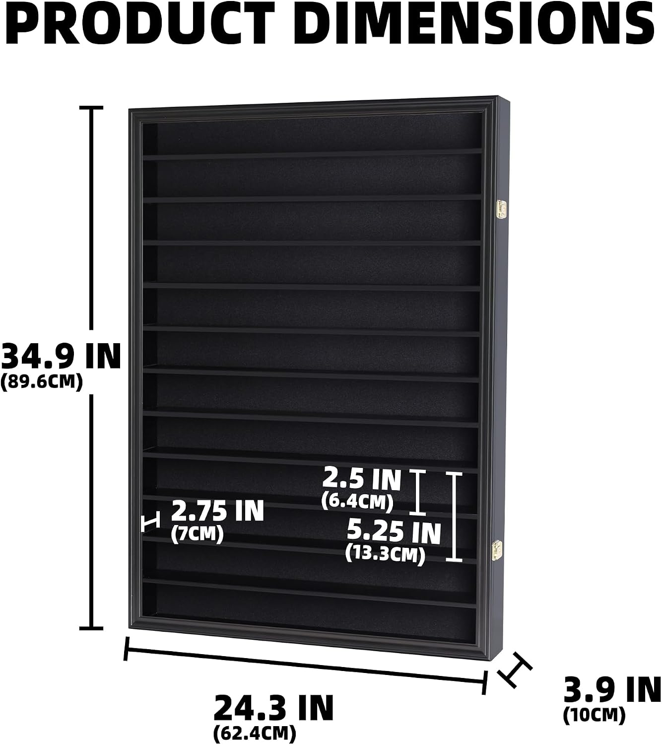144 Shot Glass Shooter Display Case, Glass Collection Hollder Wall Mount Cabinet, UV Protection, Removable Shelves, Black Finish