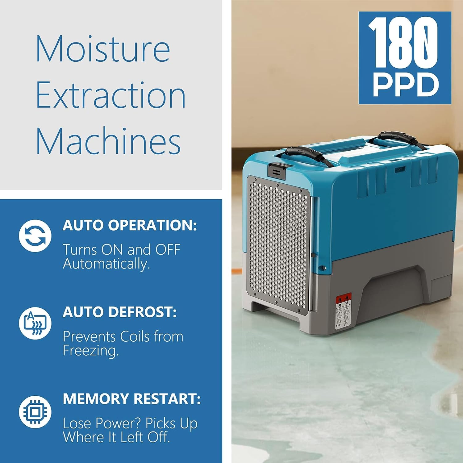 ALORAIR LGR Smart WiFi Commercial Dehumidifier up to 180 PPD (Saturation) with Pump, 5 Years Limited Warranty, Industrial Dehumidifiers, for Garage, Flood Restoration