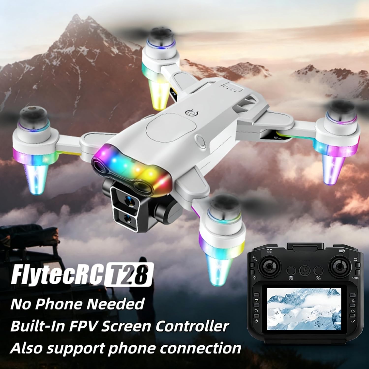 Drones for Kids 8-12 – Drone with camera for kids & Beginners,Kids drone with Fancy LED Lights, 4.3' Built-In FPV Screen, Three Batteries, Perfect Holiday & Birthday Gift, Indoor & Outdoor Quadcopter Toy