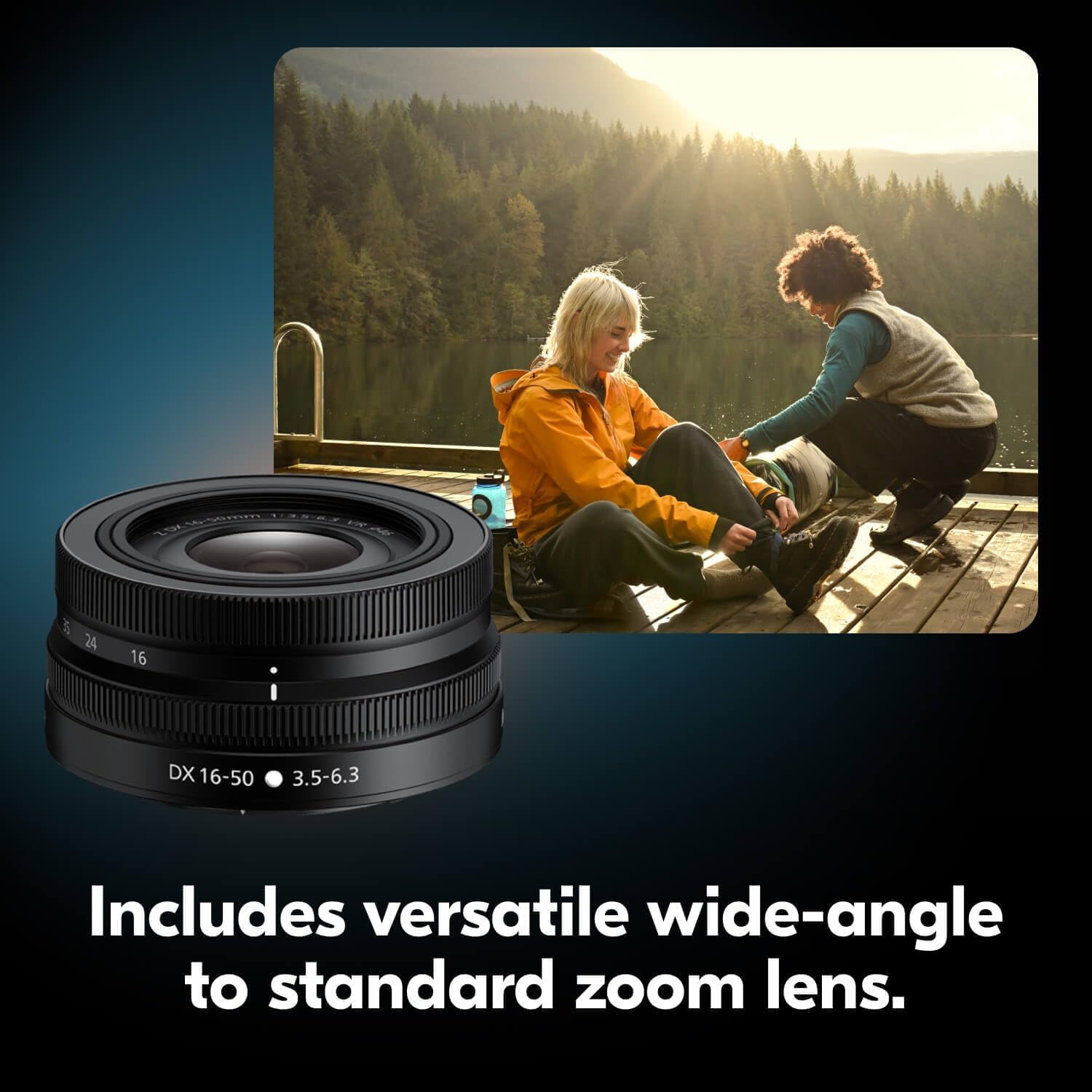 Nikon Z50 II with Wide-Angle Zoom Lens | Compact mirrorless Stills/Video Camera with Easy Color presets and Wireless Photo Sharing | Nikon USA Model