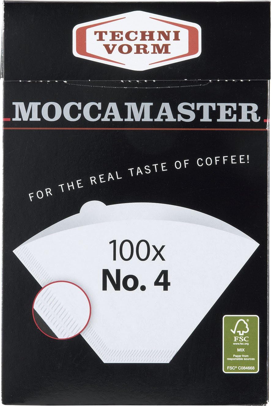Moccamaster 53928 KBGV Select Coffee Maker, Midnight Blue, 40 ounce, 10-Cup, 1.25L & #4 White Paper Filters, 100-count per box