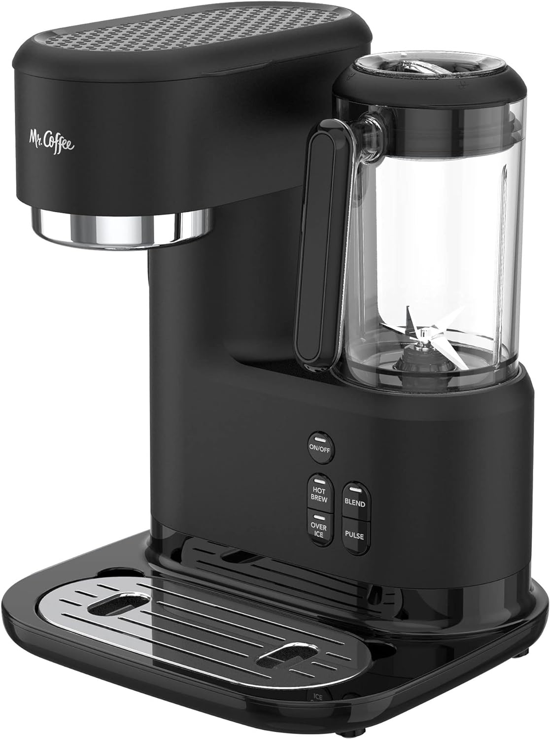 Mr. Coffee 3-in-1 Single-Serve Iced and Hot Coffee/Tea Maker with Blender with Reusable Filter, Scoop, Recipe Book, 2 Tumblers, Lids and Straws, Black