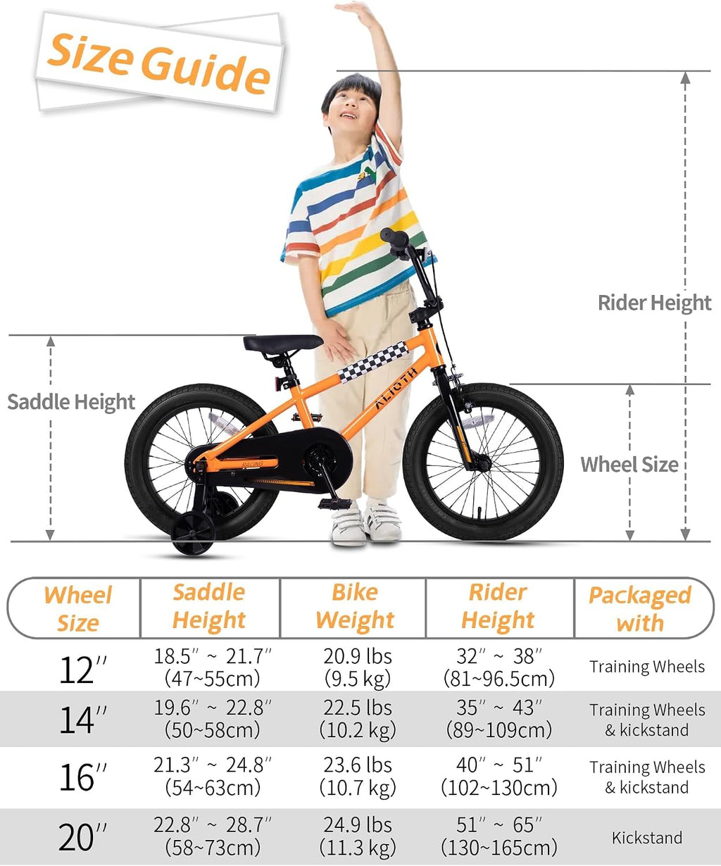 vollsch BMX Style 12 14 16 Inch Kids Bike Training Wheels 20'' Bicycle with Kickstand for 2-14 Years Old Toddlers Boys Girls Coaster Brake Multiple Colors