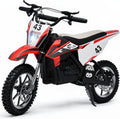 Blitzshark 36V 650W Kids Electric Dirt Bike Off-Road Motocross Ultra Powerful Motorcycle, with 17 MPH MAX Speed, Rubber Tire,Twist Grip Throttle, Dual Suspension & Brakes, Leather Seat, SRK-MC20 Pro