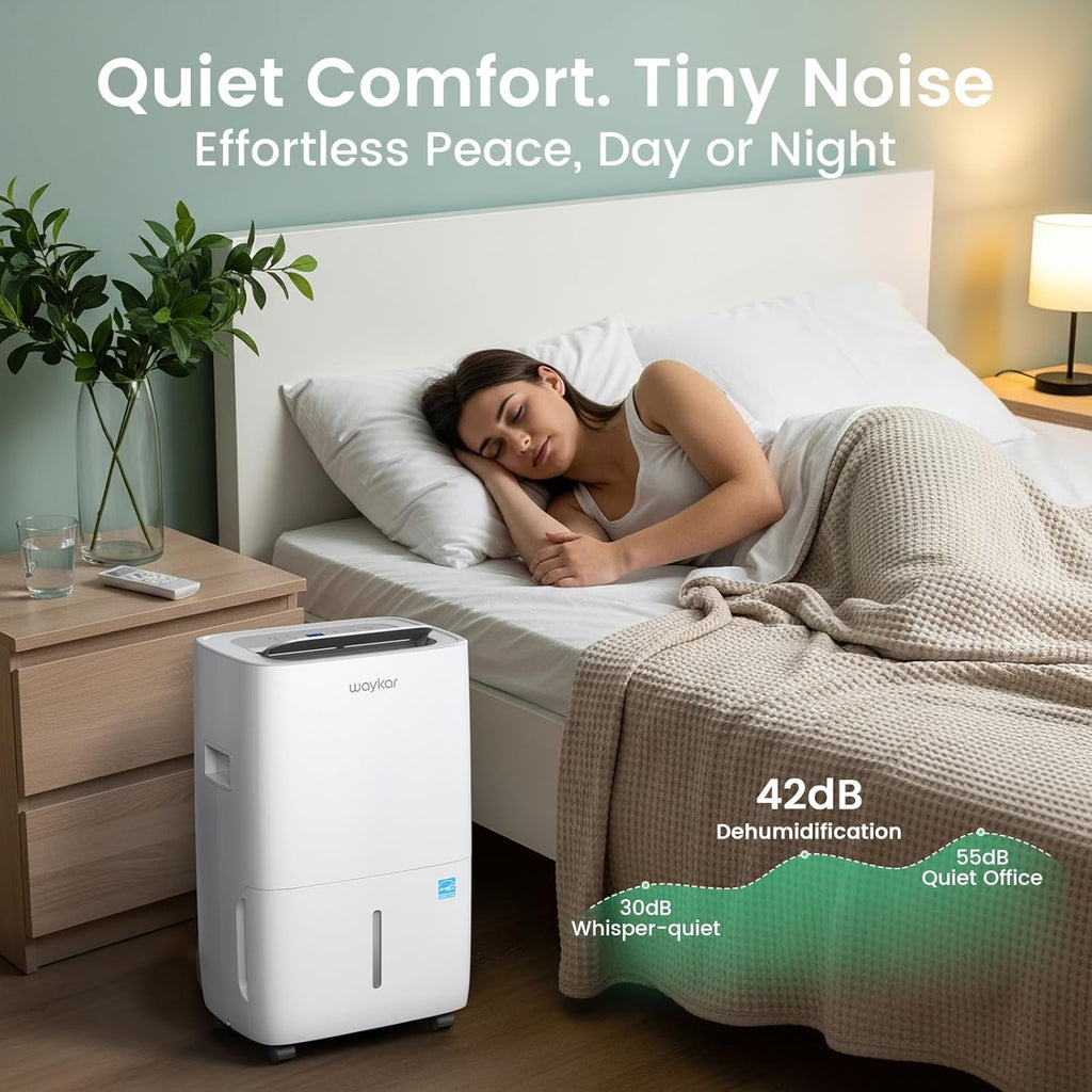Waykar 120 Pints Energy Star Dehumidifier for Spaces up to 6,500 Sq. Ft at Home, in Basements and Large Rooms with Drain Hose and 1.14 Gallons Water Tank