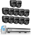 ZOSI C220 16CH 4K PoE Home Security Camera System, 16 Channel 4K 8MP NVR with 4TB HDD for 24/7 Record, 12 x 4MP(1440p) QHD 2.5K Dome IP Cameras Outdoor Indoor, Smart AI Human Detection, Two-Way Audio