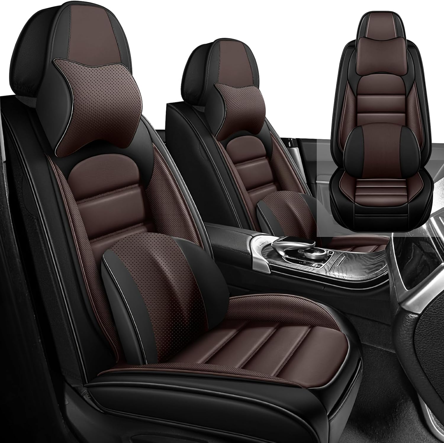 Car Seat Cover Fit for Honda Pilot 2003-2025,Compatible Airbag Non-Slip Waterproof Seat Cover,Car Seat Protector Premium Interior (Luxury 2 Seats,Black Coffee)