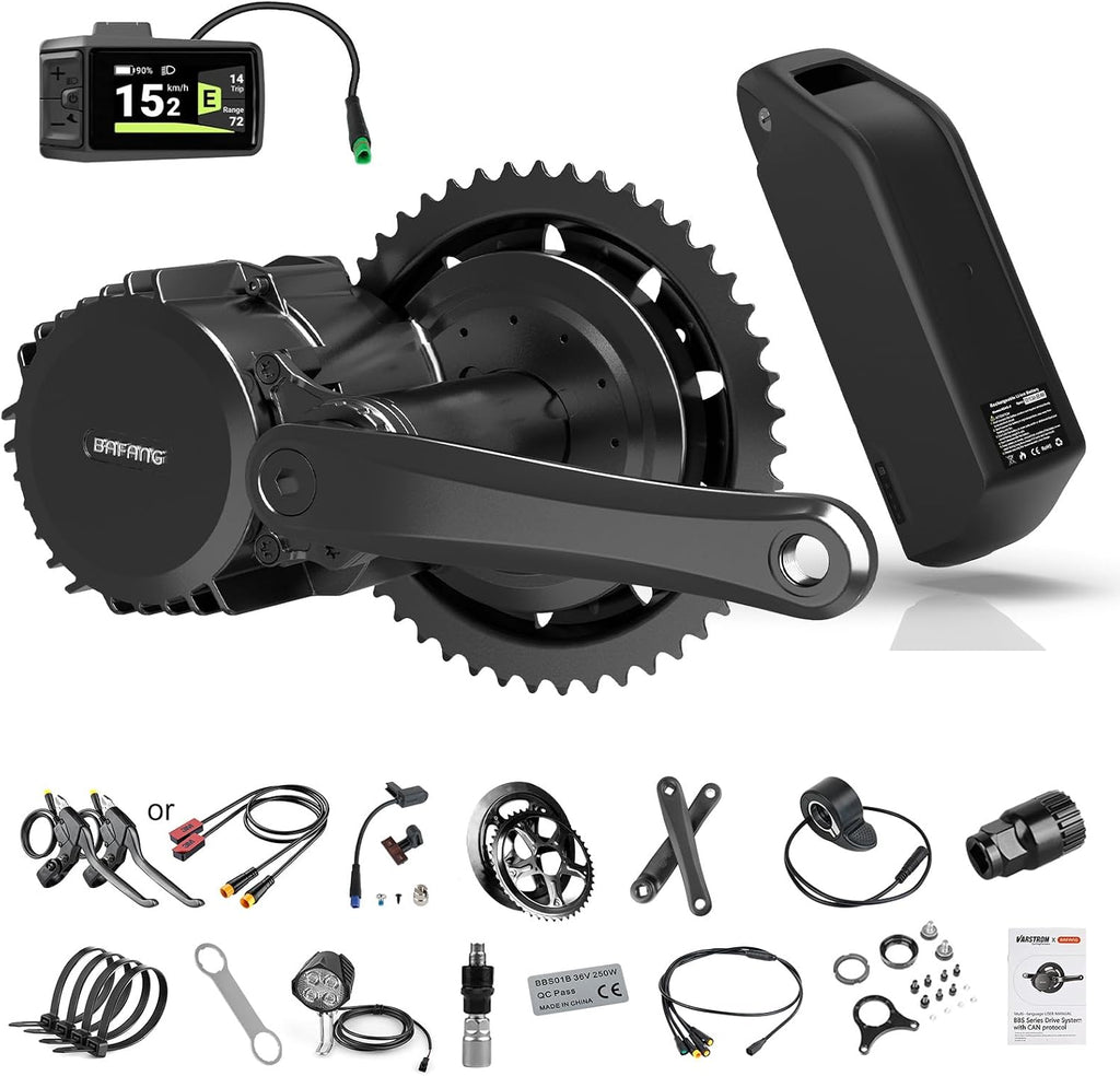 BAFANG 1000W Mid Drive Kit 52V BBSHD 68MM Ebike Conversion Motor Kit, Electric Bike M615 Optional 500C DM03 P860C C18-9 B02N T1 Display with 52V 20Ah Yingwu Battery